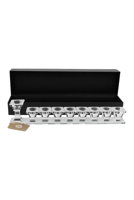 חנוכייה זכוכית יוקרתית במראה קריסטלי