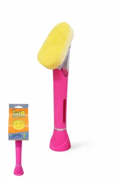 מברשת כלים עם דיספנסר לסבון וספוג ניקוי Dish Daddy ורוד