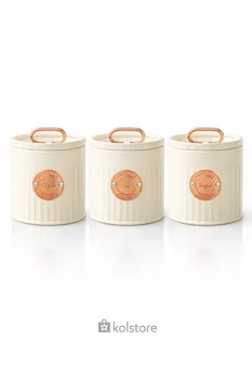 סט תה קפה סוכר פח צבע קרם גולד רוז